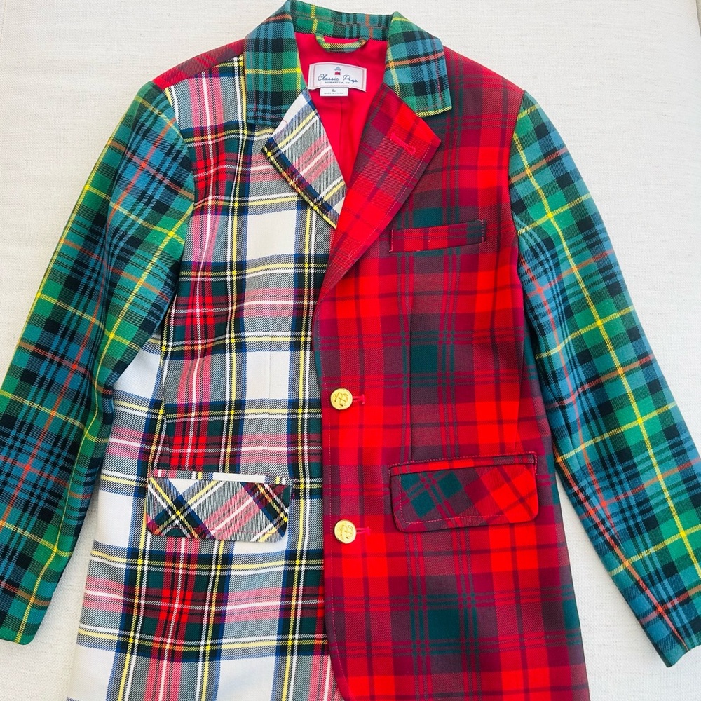 Classic Prep Boys Tartan Plaid Blazer